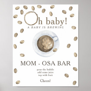 Kaffeebrühen-Baby-Party Momosa-Bar Poster
