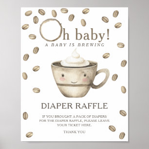 Kaffeebrühen-Baby-Party - Windel-Raffle-Poster Poster
