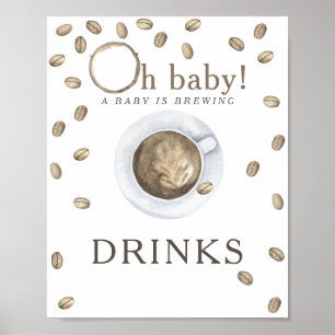 Kaffeebrühen-Baby-Shower-Getränke Poster
