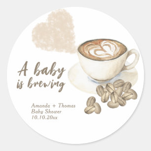 Kaffeebrühen Baby Shower Runder Aufkleber