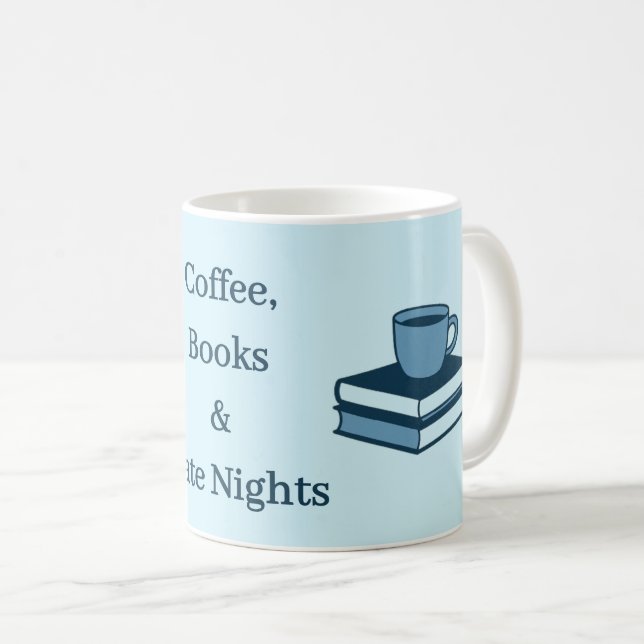 Kaffeebücher & Lange Nächte – Studienleben-Tasse Kaffeetasse (VorderseiteRechts)