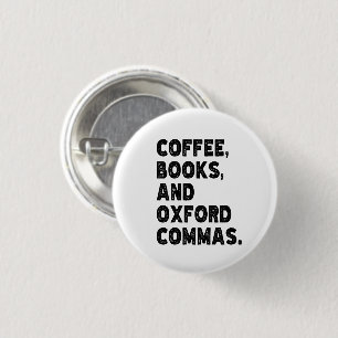 Kaffeebücher und Oxford Commas Cool Teacher Funny Button