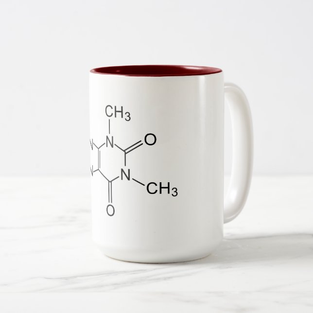 Kaffeechemieelement der chemischen Formel des Zweifarbige Tasse (VorderseiteRechts)
