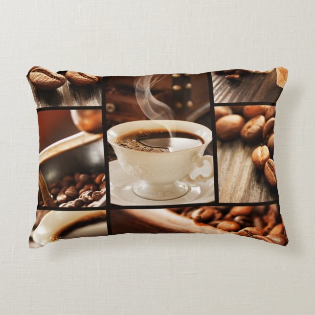 Kaffeecollage Dekokissen (Vorderseite)