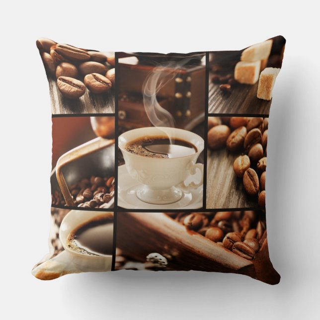 Kaffeecollage Kissen (Vorderseite)