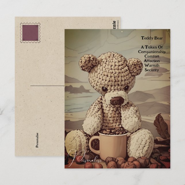 Kaffeecup Teddy Bear Quote Symbolik Niedlich Vinta Postkarte (Vorne/Hinten)