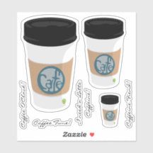 Kaffeecup Vinyl Stickers und Phrasen