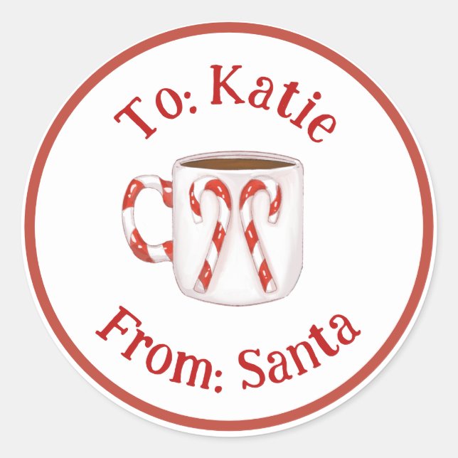 Kaffeedatum Candy Cane Weihnachtscreme Tag Runder Aufkleber (Vorderseite)