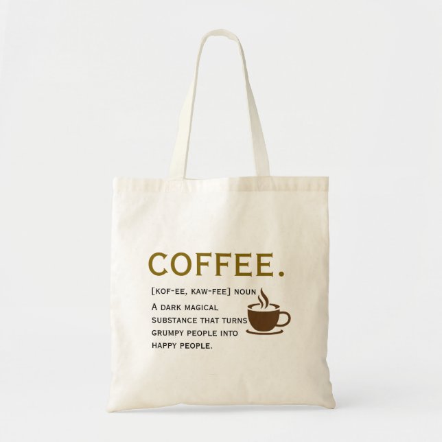 Kaffeedefinition – Lustiges Wörterbuch-Style  Tragetasche (Vorne)