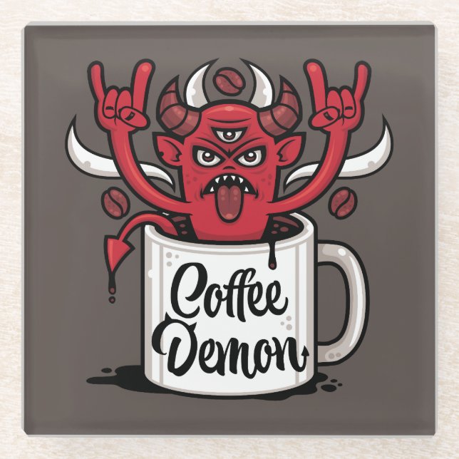 Kaffeedemon Glasuntersetzer (Vorderseite)