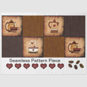 Kaffeedesign Rustikale Decoupage Nahtloses Muster Seidenpapier