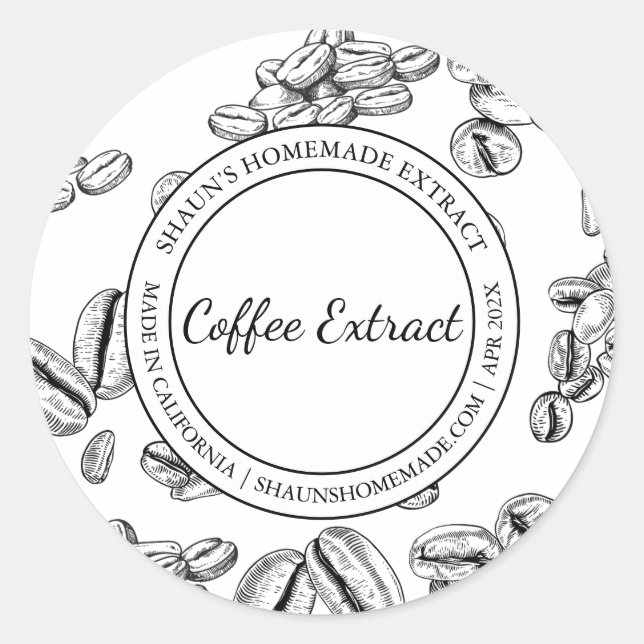 Kaffeeextract Sketch Modernes Label Runder Aufkleber (Vorderseite)
