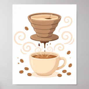 Kaffeefilter-Karaffe Barista-Kaffeehaus-Kunstausdr Poster