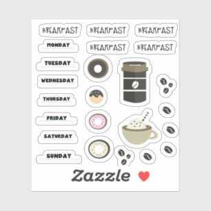 Kaffeefrühstück Kalender Planner Stickers Aufkleber