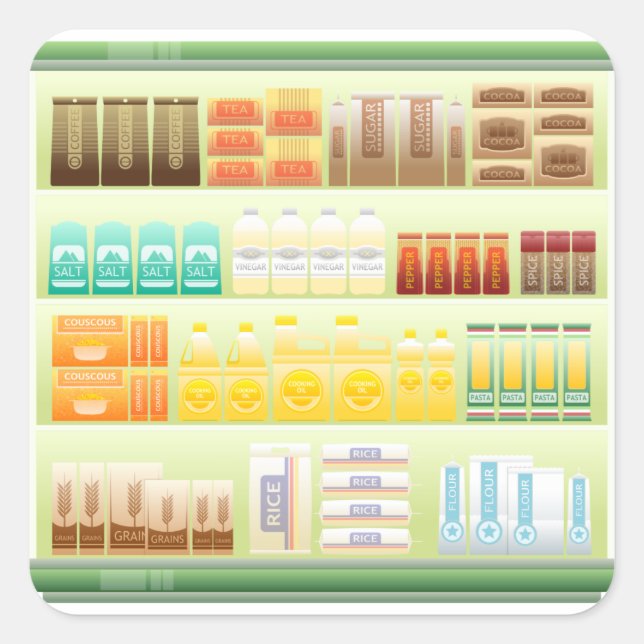 Kaffeegeschirme aus Supermarkt Quadratischer Aufkleber (Vorderseite)