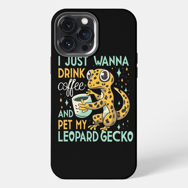 Kaffeegesellschaft: Leopard Gecko Kaffee Glück iPhone Hülle (Rückseite)