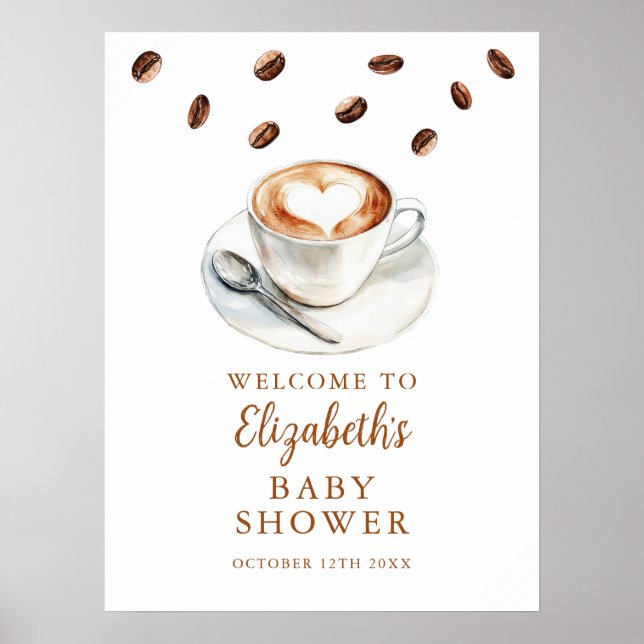 Kaffeehaus Babydusche Begrüßungszeichen Poster (Vorne)