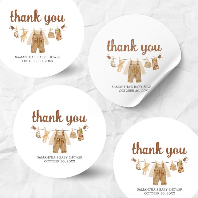 Kaffeehaus Babydusche Runder Aufkleber (Coffee Little Bean Baby Shower Sticker)