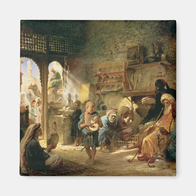 Kaffeehaus in Kairo, 1870er Magnet (Vorne)