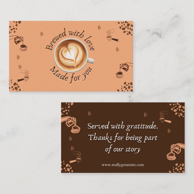 Kaffeehaus-Latte-Art-Dankeskarten Visitenkarte (Vorne/Hinten)