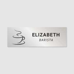 Kaffeehaus-Logo Silber Namensschild