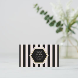 Kaffeehaus Schwarz und Creme Streifen mit Gold Visitenkarte