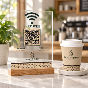 Kaffeehaus-WiFi-QR-Code Klares Kaffebohnendesign Acrylschild