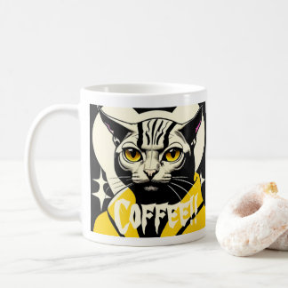 Kaffeekaffee Tasse mit Katz in einem Gewand