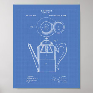Kaffeekanne 1880 Patent Kunst Blaupause Poster