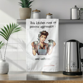 Kaffeekanne im Stil der 50er Jahre personalisiert Geschirrtuch