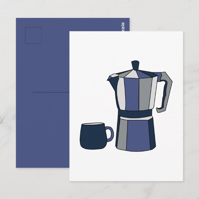 Kaffeekanne Kaffeetasse  Postkarte (Vorne/Hinten)