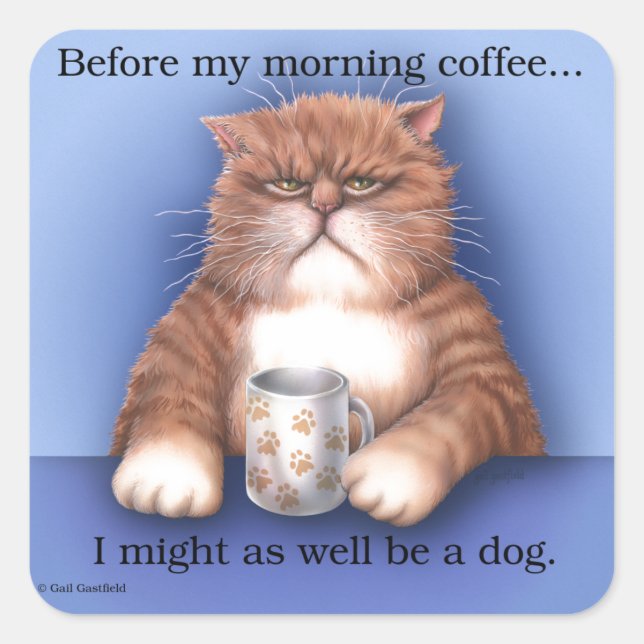 Kaffeekanne Quadratischer Aufkleber (Vorderseite)