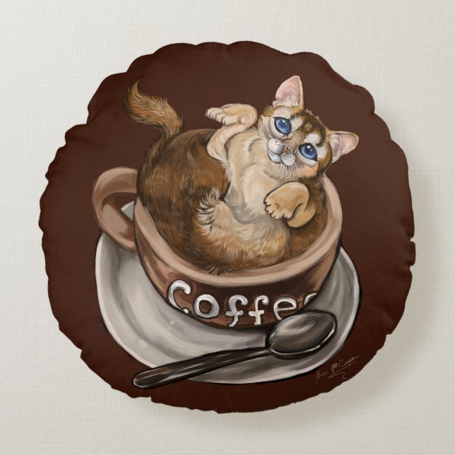 Kaffeekanne Rundes Kissen (Vorderseite)