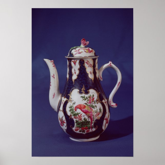 Kaffeekanne Worcester, mit Vögeln dekoriert Poster (Vorne)
