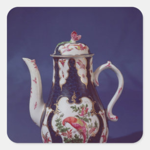 Kaffeekanne Worcester, mit Vögeln dekoriert Quadratischer Aufkleber