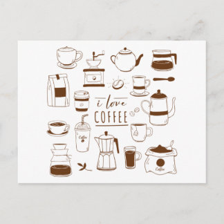 Kaffeekarte - Coffein Addict - Cup - Barista Postkarte
