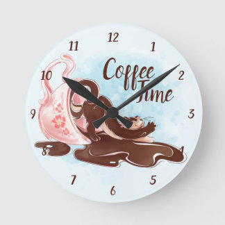 Kaffeekäse Runde Wanduhr