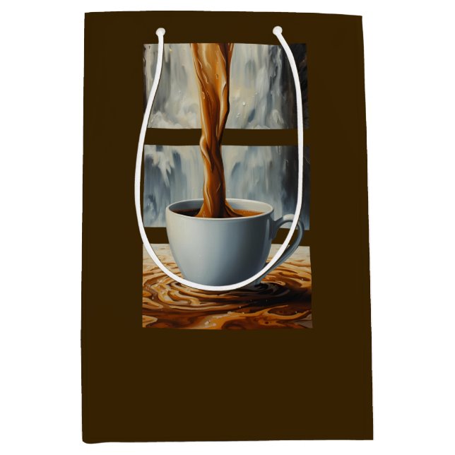Kaffeekaskade Kunst mit Surreal Wasserfall Flow Mittlere Geschenktüte (Vorderseite)