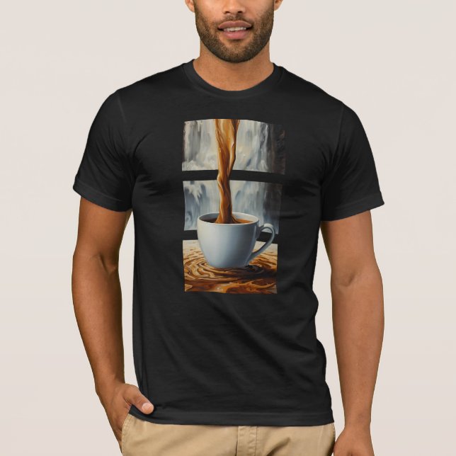 Kaffeekaskade Kunst mit Surreal Wasserfall Flow T-Shirt (Vorderseite)