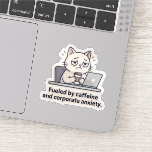 Kaffeekatze Lustiger Büro-Burnout-Aufkleber Aufkleber
