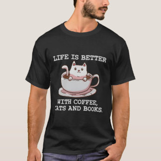 Kaffeekatzen Buchen Geschenk T-Shirt