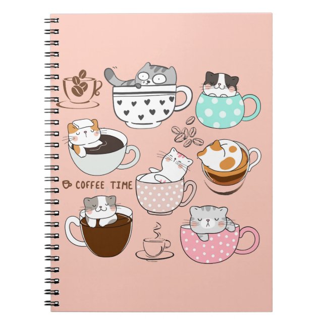 Kaffeekatzen Funny Notizblock (Vorderseite)