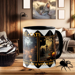 Kaffeekatzen Hexenbrauen Halloween-Foto Tasse