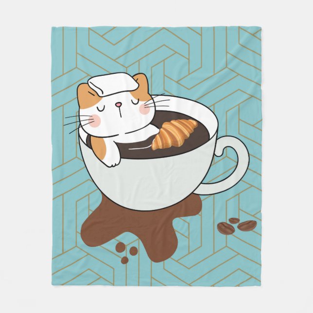 Kaffeekatzen-Spa Fleecedecke (Vorderseite)