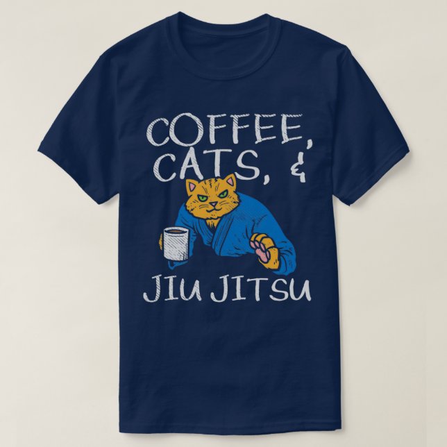 Kaffeekatzen und Jiu Jitsu brasilianischer Jiu Jit T-Shirt (Design vorne)