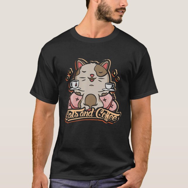 Kaffeekatzen und Kaffee T-Shirt (Vorderseite)