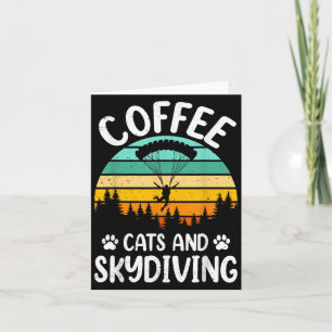 Kaffeekatzen und Skydiving Retro Männer Frauen Lie Karte