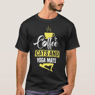 Kaffeekatzen und Yoga Matten Niedliches Familiende T-Shirt