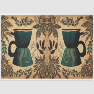 Kaffeekirsche, flüchtige Collage Seidenpapier