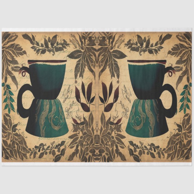 Kaffeekirsche, flüchtige Collage Seidenpapier (Vorderseite)